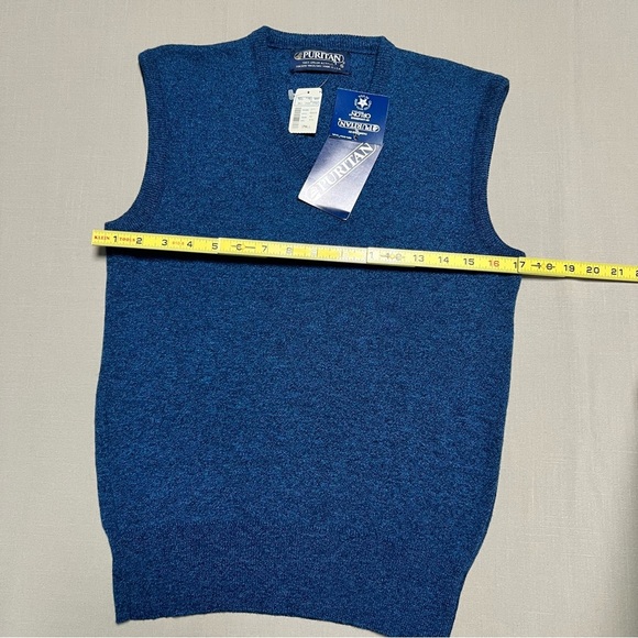 Vintage NWT Puritan Sleeveless Sweater Vest Men's Small Blue Grandpa Grunge USA - Picture 7 of 11